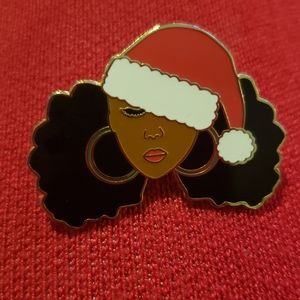 Lapel Pin sassy girl in Santa Hat
